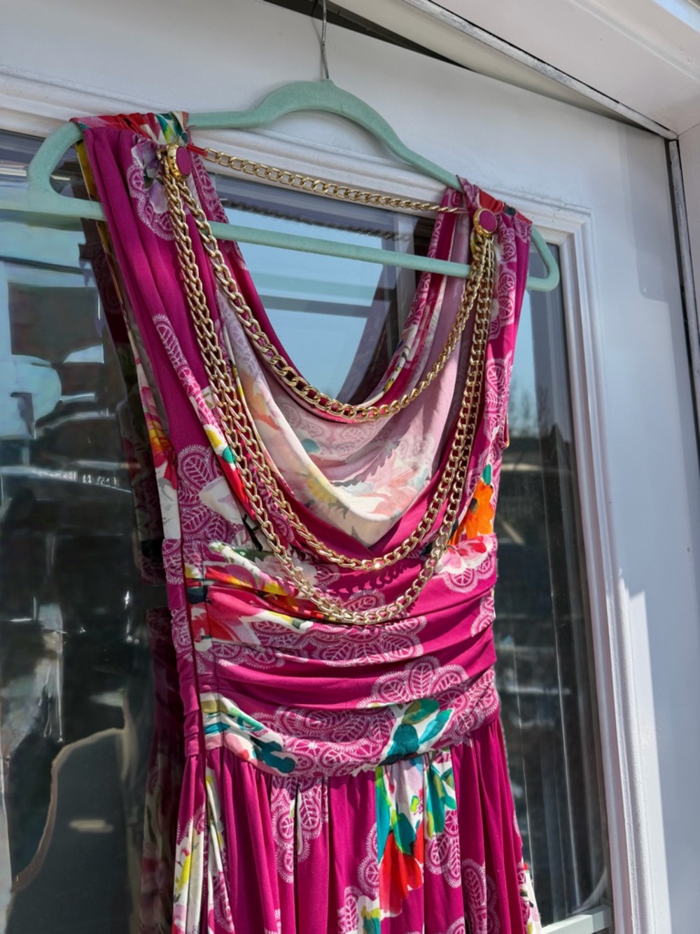 Vintage Dolce&Gabbana Dress with Draped Neckline and Chain Detail in the Back - Picture 4 of 5